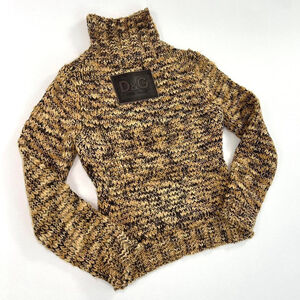 y2k D&G heather tan brown chunky turtleneck sweater